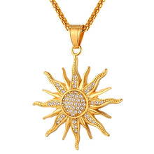 Load image into Gallery viewer, New Sun Flower Necklace Pendant Rhinestone Charming Stainless Steel/Gold Color Rope Chain For Women Party Chic Jewelry GP2434