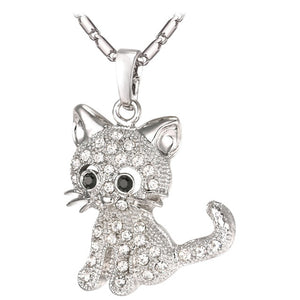 Rhinestone Cute Cat Necklace Trendy Gold Color  For Women Collares Lucky Pet Pendant Bijoux Wholesale P2453