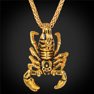 Starlord Scorpion Shape Pendant & Necklace Jewelry Gift Stainless Steel/Gold Color Chain Animal Charms Necklace Men GP1833