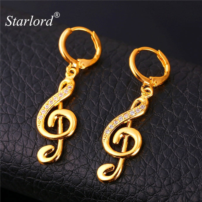 Starlord Music Note Earrings For Women Gold Color Dangle Drop Earrings Wholesale New Fashion Jewelry E1151
