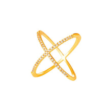 Load image into Gallery viewer, Starlord X Shape Ring &amp; GIFT BOX AAA+ Cubic Zironica Gold/Silver Color Vintage Unique Design Ring For Women R2561