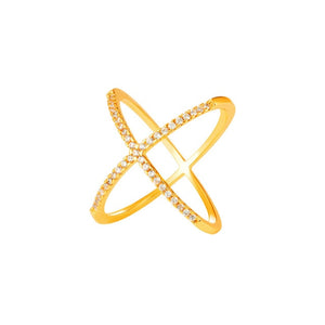 Starlord X Shape Ring & GIFT BOX AAA+ Cubic Zironica Gold/Silver Color Vintage Unique Design Ring For Women R2561