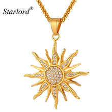 Load image into Gallery viewer, New Sun Flower Necklace Pendant Rhinestone Charming Stainless Steel/Gold Color Rope Chain For Women Party Chic Jewelry GP2434