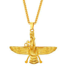 Load image into Gallery viewer, Faravahar Ahura Pendant Necklace Stainless Steel Jewelry Ahura Zoroastrian Achaemenian Pendant Iranian Jewelry GP2774