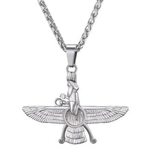 Load image into Gallery viewer, Faravahar Ahura Pendant Necklace Stainless Steel Jewelry Ahura Zoroastrian Achaemenian Pendant Iranian Jewelry GP2774
