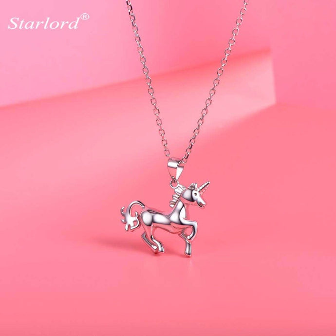 Sterling Silver Unicorn Necklace For Women/Girls Dainty Fairy Tale Charm Magical Unicorn Necklace Animal Jewelry Gift P6014B