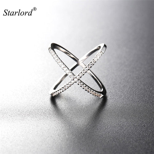 Starlord X Shape Ring & GIFT BOX AAA+ Cubic Zironica Gold/Silver Color Vintage Unique Design Ring For Women R2561