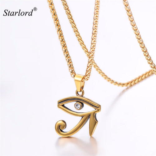 Eye of Horus Pendant Necklace Gold/Stainless Steel Pharaoh Protection Sign Amulet Necklace Egyptian Jewelry GP3318
