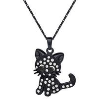 Load image into Gallery viewer, Rhinestone Cute Cat Necklace Trendy Gold Color  For Women Collares Lucky Pet Pendant Bijoux Wholesale P2453