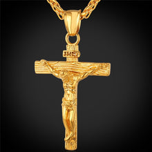 Load image into Gallery viewer, Personalized INRI Jesus Piece Crucifix Pendant&amp;Necklace Stainless Steel Gold Chain For Men Gift Vintage Christian Jewelry GP1166