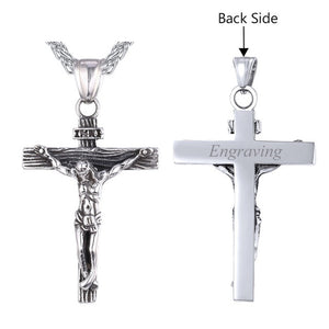 Personalized INRI Jesus Piece Crucifix Pendant&Necklace Stainless Steel Gold Chain For Men Gift Vintage Christian Jewelry GP1166
