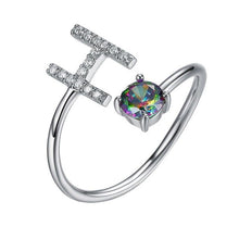 Load image into Gallery viewer, Initial N Letter Ring 925 Sterling Silver Cubic Zirconia Crystal Ring Adjustable Silver Ring Open Ring For Women R6060B