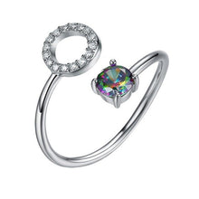 Load image into Gallery viewer, Initial N Letter Ring 925 Sterling Silver Cubic Zirconia Crystal Ring Adjustable Silver Ring Open Ring For Women R6060B