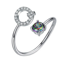 Load image into Gallery viewer, Initial N Letter Ring 925 Sterling Silver Cubic Zirconia Crystal Ring Adjustable Silver Ring Open Ring For Women R6060B